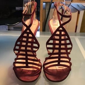 GIANVITO ROSSI Burgundy Strappy Stiletto  Euro 39
